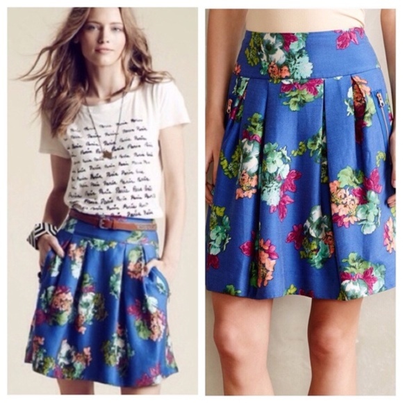 Anthropologie Dresses & Skirts - Anthropologie Maeve Sz 6 Blue Garden Days skirt